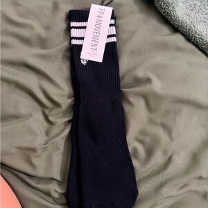 Free People Black Socks with White Stripes